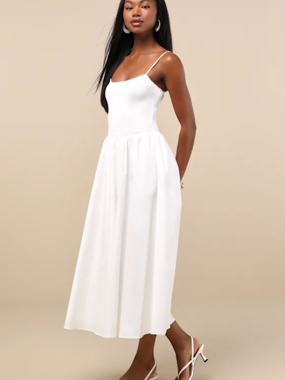 Lulu's White Maxi Sundress with Spaghetti Straps